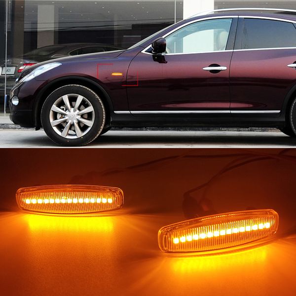 2pcs LED LED Marqueur latéral Dynamique Turn Signal Signal pour Infiniti EX25 EX35 EX37 FX35 FX37 FX50 pour Nissan Fuga Murano Pathfinder Skyline