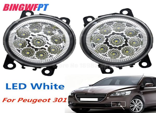 2 uds luces antiniebla delanteras LED para Peugeot 301 20132017 estilo de coche parachoques redondo lámparas antiniebla halógenas 6050685