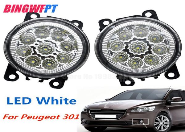 2 uds luces antiniebla delanteras LED para Peugeot 301 20132017 estilo de coche parachoques redondo lámparas antiniebla halógenas 1196315