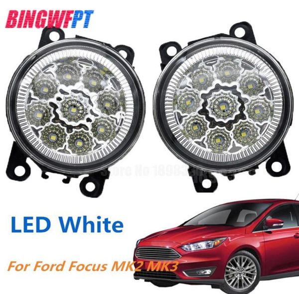 2 uds luces antiniebla delanteras LED blanco amarillo estilo de coche parachoques redondo para FORD FOCUS MK2 200420109800142