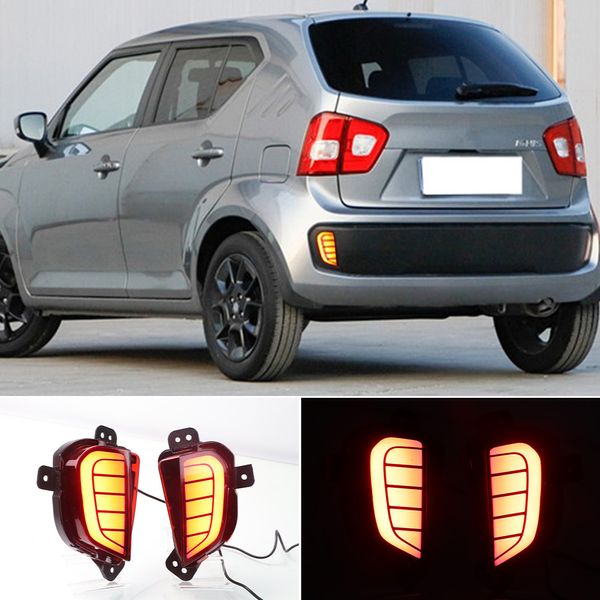 2 unids Reflector LED para Suzuki Ignis 2016 2017 2018 2019 LED luces de freno LED Parachoques trasero Lámpara de conducción Frenado Impermeable