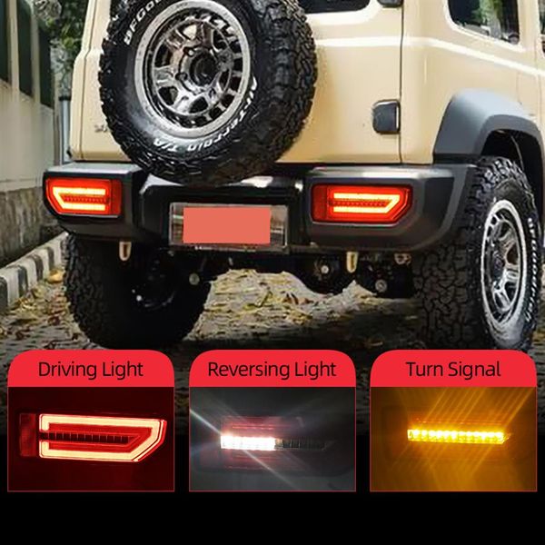 2 pièces LED réflecteur feu arrière pour Suzuki JIMNY 2019 2020 2021 2022 feu arrière feu de stationnement frein de stationnement lumière débit clignotant296B