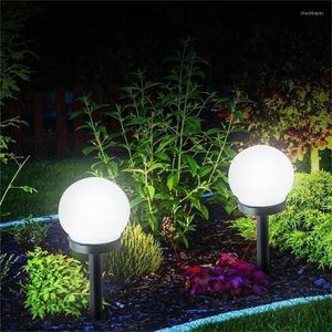 Lampes de jardin de lampe de boule solaire de 2pcs LED avec la pointe au sol pour le garage extérieur de pelouse de patio