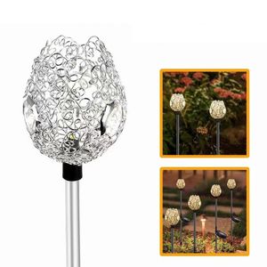 2 stks LED Solar Ground Light Yard Landscape Party Stand Tuin Decorations Lantern Outdoor Crystal Cup Stake Waterdichte Zonne-verlichting Nieuw