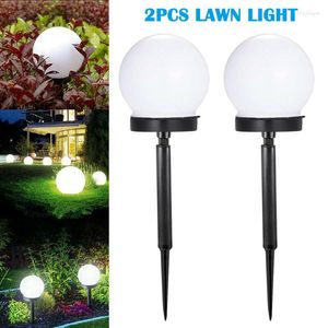 2 pièces LED lampes de pelouse solaires étanche boule extérieure lumière pour jardin voie cour paysage passerelle éclairage décoratif