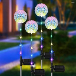 2pcs LED Solar Light Dandelion Flower Ball La pelouse lampe Lamp Garden décoration art pour les fêtes de mariage de vacances