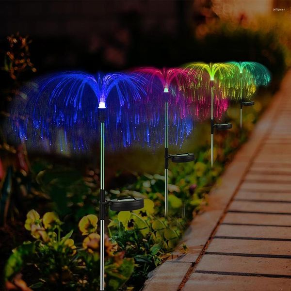 2 piezas LED Solar luz solar al aire libre Jellyfish Lámpara colorida Color Cambio de jardín Garden La césped de la calle Decoración de iluminación de la calle