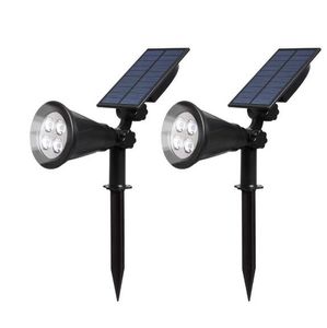 2 stks LED Solar Light Outdoor Solar Power Spotlight Garden Gazon Lamp Landschap Spotlichten Veranda Licht