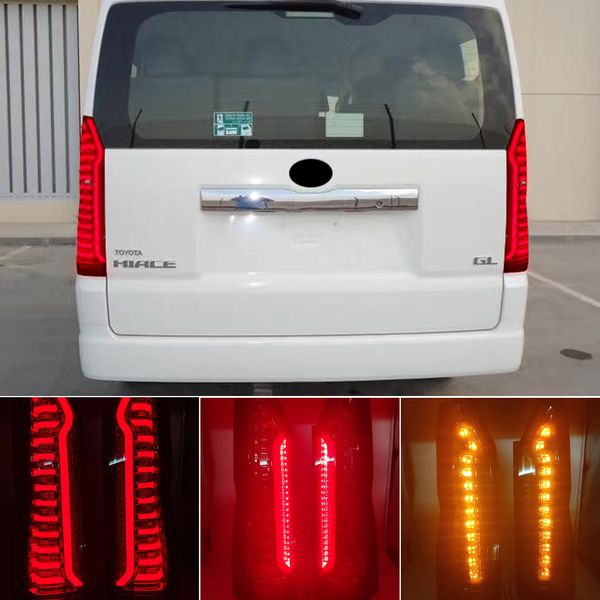 Ensemble de feux arrière LED pour Toyota Hiace 2019 2020 2021 2022 2023, 2 pièces, feu de stop, feux de signalisation, feu de recul, feu antibrouillard