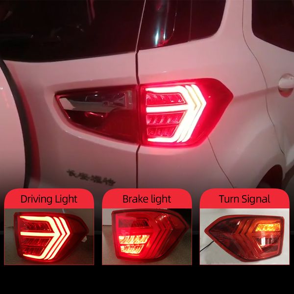 2 piezas de la luz trasera LED Para Ecosport 2013-2019 luces traseras antiniebla trasera de la lámpara DRL del bulbo + freno + parque + Señal decoración de la lámpara