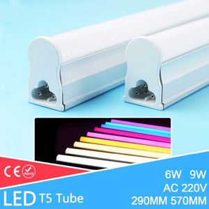 2pcs Tubes LED T5 Lumière 30CM 60CM 220V ~ 240V LED Tube Fluorescent LED T5 Tube Lampes 6W 9W Lumière Blanche Froide Lampara Ampoule PVC Plastique