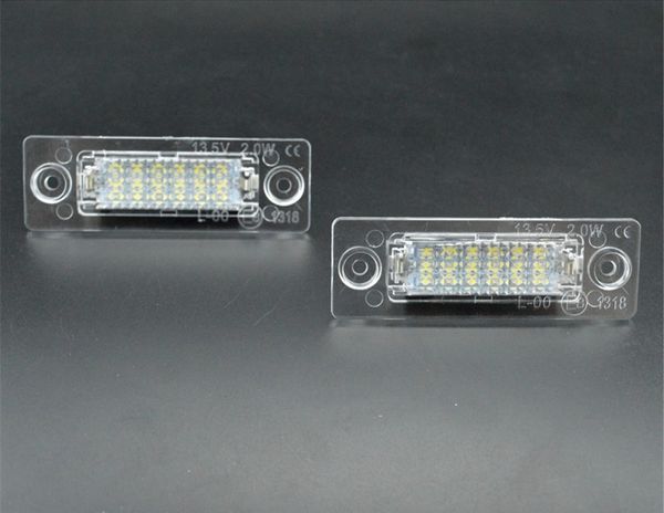 Lámpara de luz de placa de matrícula, 18 LED, para VW Caddy Transporter Passat Golf Touran Jetta para Skoda sin error 2482, 2 uds.