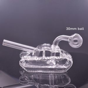 2pcs réservoir réaliste forme verre brûleur à mazout Bong narguilé conduites d'eau épais Pyrex clair capiteux recycleur Dab Rig Bongs pour fumer le meilleur cadeau de Noël et d'Halloween