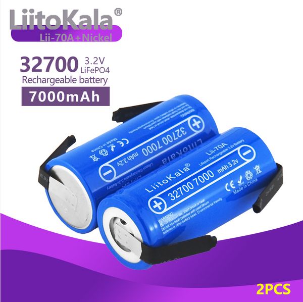 2 pièces LiitoKala Lii-70A 3.2V 32700 6500mAh 7000mah LiFePO4 batterie 35A décharge continue Maximum 55A batterie haute puissance