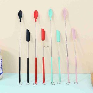 2 stks lange handle make -up spatulas jam schraper product siliconen mini spatel set keuken cake bakgereedschap accessoires el hkd230810