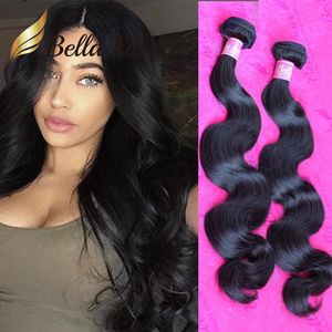 2 unids / lote 11A Paquetes de cabello virgen peruano de grado superior Doble ahogamiento Tejidos de cabello humano brasileño Extensiones de trama Espesor Raw Indian Bella Hair Larga vida