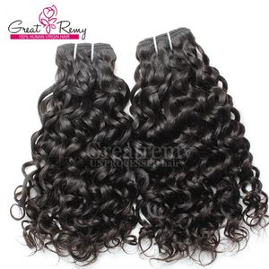 2 stks / partij Menselijk Hair Extensions Braziliaanse Remy Virgin Hair Weeft Water Wave Groot Krullend Uitbreiding Haar WEFTS Dyable Natural Black