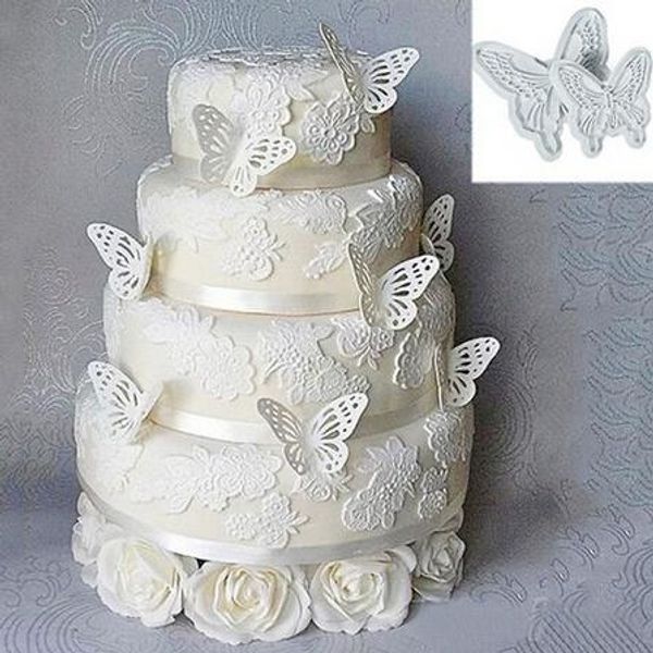 2 unids/lote mariposa pastel decoración fondant azúcar artesanía galleta cortadores de émbolo molde
