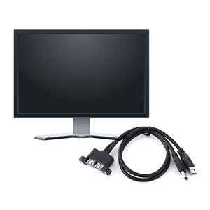 Envío gratuito 2 unids / lote Combo Dual USB 3.0 Cable de extensión macho a hembra con orificios de montaje en panel de zócalo de tornillo para computadora de escritorio Cable negro