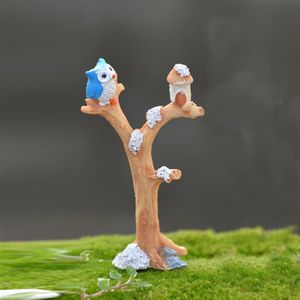 2 stks / partij Leuke Uil Tree Miniatuur Tuin Decoratie Vintage Cartoon Dieren Beeldjes Fee Moderne Home Decoraties Accessoires C0220