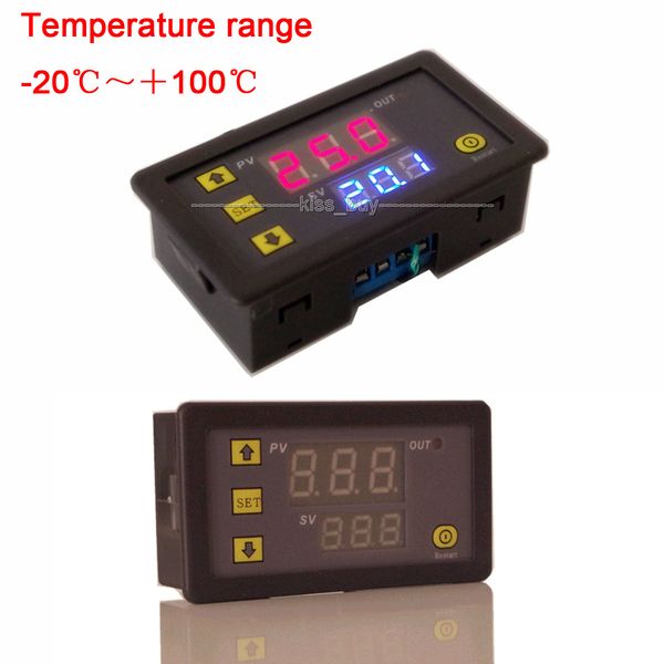 Freeshipping2pcs/lot dc 24v Digital de doble pantalla termostato controlador interruptor led temperatura sensor de temperatura control