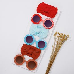 2 unids/lote de gafas de sol de moda, bonitos y dulces juegos de diadema elástica de nailon suave para niñas, tocados, accesorios para el cabello para niños