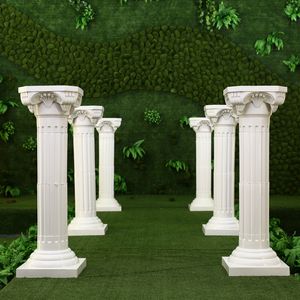 2 pièces/lot accessoires de mariage de mode décoratifs colonnes romaines creuses artificielles couleur blanche piliers en plastique route cité événement de fête bricolage