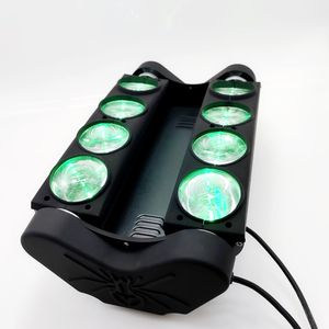 2 unids/lote caja de vuelo cabeza móvil Led araña luz 8x12W 4 en 1 RGBW Led fiesta luz DJ iluminación haz cabeza móvil luz