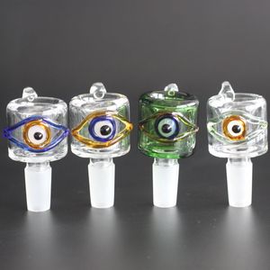 Kleurrijke Heady Glass Eye Bowl Water Pipe For Bongs Hookahs met mannelijke 14mm gezamenlijke DAB RIGS