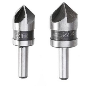 2 stks / partij HSS 5 Flute Countersink Boor 82 Graad Punt Hoek Afkant Kuffing CountingSinking Cutter 1/4 