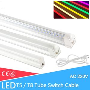 2 PCS/Lot LED Tube T5 T8 Intégré Lumière LED Tube Fluorescent Applique Murale 30 CM 60 CM 90 cm 120 cm Ampoule Lumière Lampara Ampoule Froid Chaud Blanc 110 V 220 V