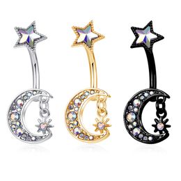 2pcs / lot Stars Sexy Moon AB Color Belly Piercing Body Bijoux Butter Navel Navel Nombril Piercing Fashion Bijoux