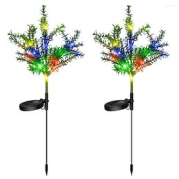 2 piezas /lote Simulado con energía solar Forma de árbol de Navidad Colores de la lámpara de césped Decoración del paisaje para el camino de la cerca del patio