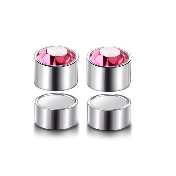 2 unids / lote Cristal de diamantes de imitación de acero Sin imán perforado Pendientes magnéticos Pendientes magnéticos Unisex Falso Tramposo Tapones para los oídos Nariz Anillos de labios 6 mm Q JLLDQ