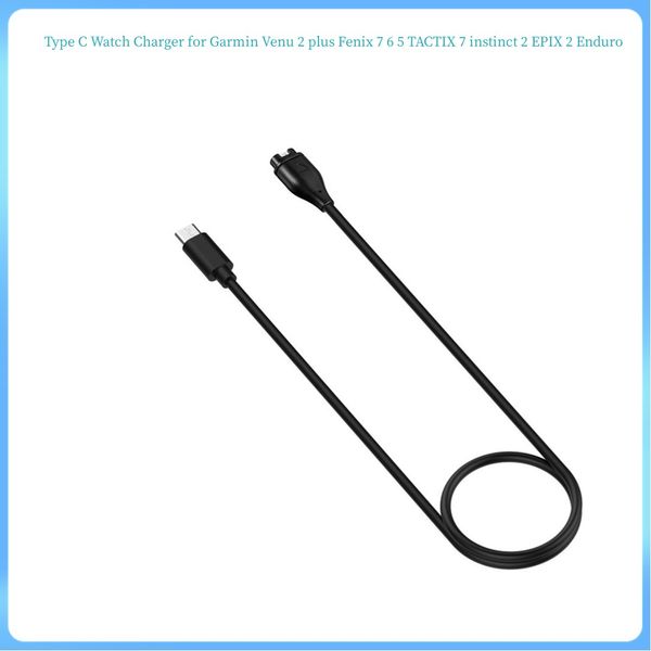 2 unids/lote USB C tipo-c Cable de carga para Garmin Fenix 7 7S 7X 6 6S 6X 5 5X Plus Vivo active 3 4s 935 945 Venu 2 2S reloj cargador