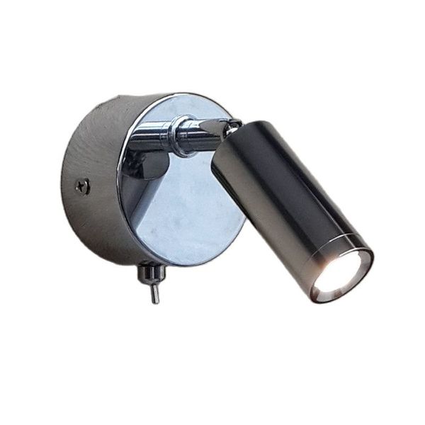 Tokili Lampes de lecture murales avec interrupteur marche/arrêt câblé, tête rotative 3 W, éclairage focalisé LED, finition chromée pour maison, camping-car, bateau, éclairage intérieur