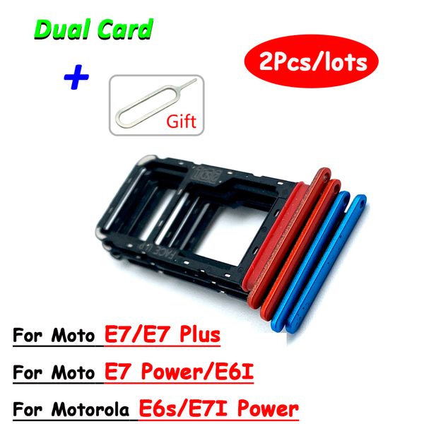 2pcs / lots SIM Carte Trayrsder pour Motorola Moto E7 Power E7i Power E7 plus E6i E6S SIM Card Tray Sllot Holder + Repair Tools