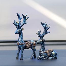 2 uds escultura de ciervo de la suerte estatua de resina adorno de mesa regalos de inauguración decoración de la habitación del hogar sala de estar 240306