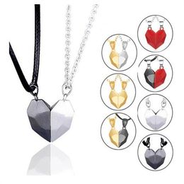 2 stks magnetisch hart paar ketting voor vrouwen Valentijnsdag trui ketting voor beste vriend liefhebbers trouwfeest cadeau sieraden gc1228
