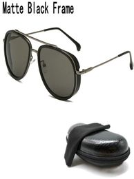 Lunettes de soleil Vintage noires mates pour hommes et femmes, 2 pièces, avec étui à lunettes, boîte de nettoyage, chiffon de nettoyage rétro classique, lunettes de conduite, gafas de sol2639830