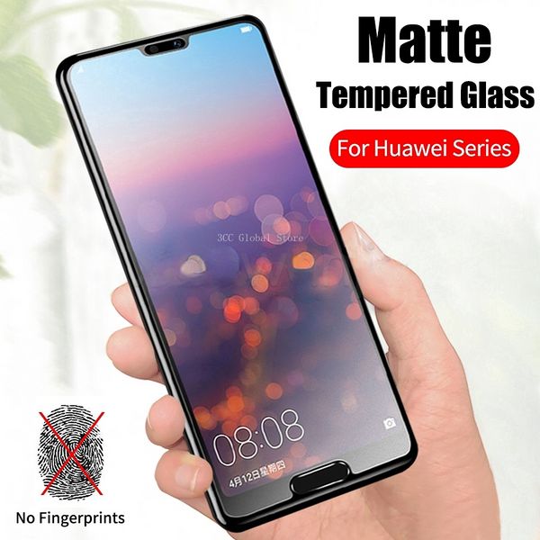 2pcs écran en verre trempé mat pour huawei p20 pro p30 lite nova 3i 5t 7i 8i y7 y9 prime 2019 y7a y6p y7p