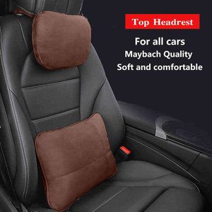 2 stks Maybach Design S Klasse Ultra zachte Natral Car Headstang Neck Seat Cushion Headres Covers Lumbale Support Set Taille kussen H220428