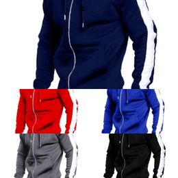 2 stks Mannen Hoodie Tops Joggers Broek Tracksuit Set Running Jogging Gym Sports Wear Hooded Broek Sweat Suit Oefening Workout Set X0610