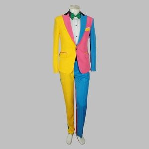 2pcs Mens Match Couleur Club Wear Show Robe Costumes Blazer + Pantalons Ensembles Clown Costumes Couleurs personnalisables Performance sur scène 2021 X0909
