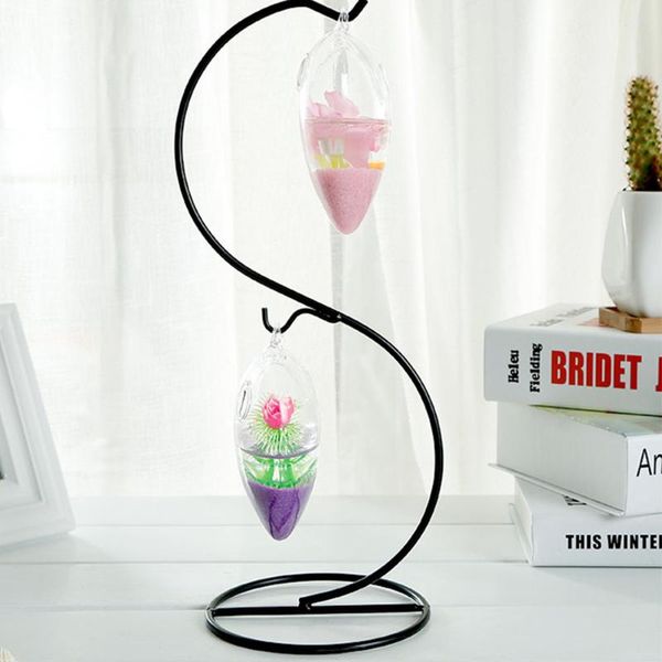 2 pièces Micro paysage Vase cintre fer suspendu support S forme présentoir Terrarium porte-pot de fleurs décor à la maison jardinières Pots