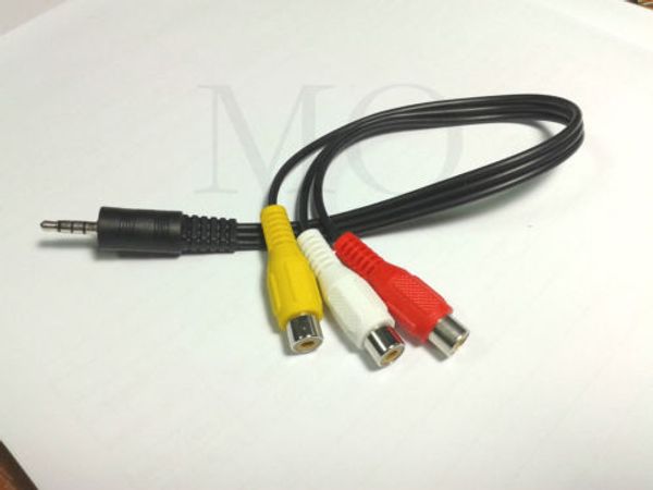 2 uds Mini 3,5mm 4 polos AV macho a 3RCA hembra M/F adaptador de cable de audio y vídeo