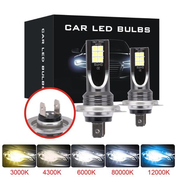 2 pièces Mini H4 H7 LED phare de voiture Kit antibrouillard 6000K 3000K 8000K 72W 12000LM H1 H11 9005 HB3 H8 H9 12000K ampoules accessoires de voiture