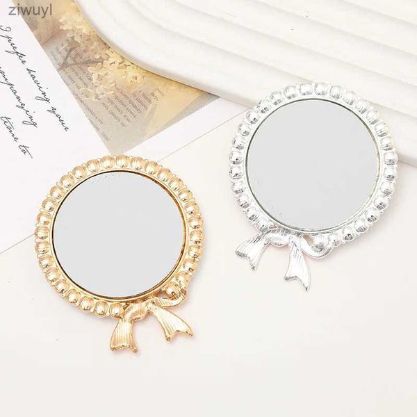 2PCS Mirrors 1 Uds. Mini espejo redondo de moda, accesorios de decoración para funda de teléfono móvil Diy, espejo de maquillaje portátil para niña para herramientas de belleza de viaje