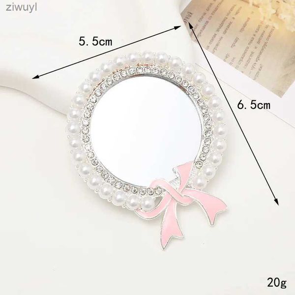 2PCS Mirrors 1 Uds. Mini espejo redondo de moda, accesorios de decoración para funda de teléfono móvil Diy, espejo de maquillaje portátil para niña para herramientas de belleza de viaje