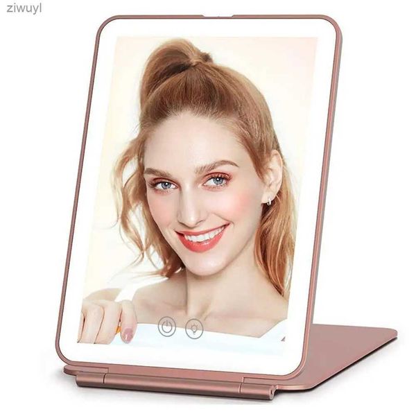 2 pièces miroirs LED pliant haute définition miroir cosmétique bureau salle de bain miroir cosmétique lampe de transport miroir de maquillage outils de maquillage pour femmes